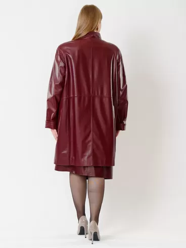 Кожаное пальто женское 378, бордовое, р. 56, арт. 91242-4
