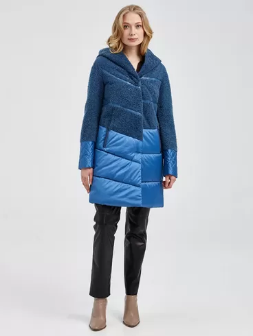 Пальто женское комбинированное 807, голубой, артикул 13420-5