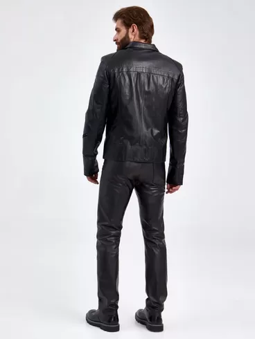 Кожаная куртка мужская 2010-4, короткая, черная, p. 50, арт. 29260-2