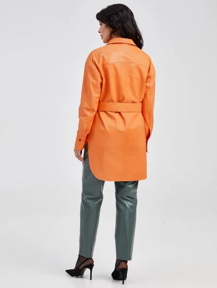 Кожаный костюм женский: Рубашка 01_3 + Брюки 03, оранжевый/оливковый, размер 46, артикул 111118-2