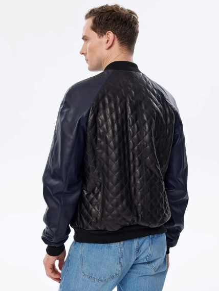 Короткая кожаная куртка бомбер для мужчин премиум класса 535ст, черная, размер 50, артикул 29740-5