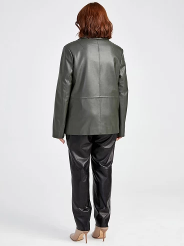 Кожаный пиджак женский 3016, оливковый, р. 46, арт. 91581-4