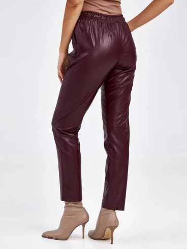 Кожаные брюки женские 4616629, из экокожи, бордовые, p. 44, арт. 85630-5