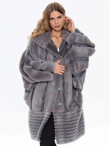 Норковая женская шуба BRASCHI ELM 042, серая, размер 46, артикул 34440-6