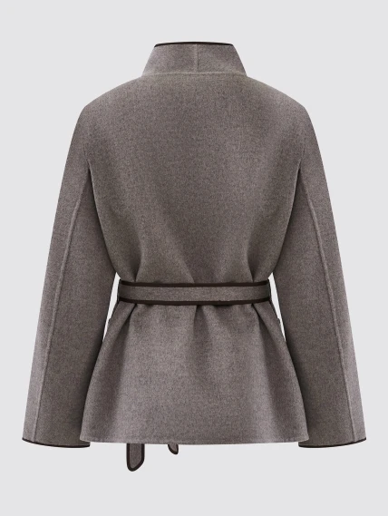 Серо-коричневое полупальто кашемировое женское 1131-70, размер 46, артикул 92600-1