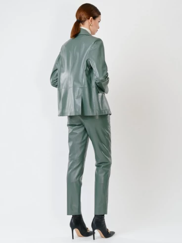 Кожаный костюм женский: Пиджак 3007 + Брюки 03, оливковый, размер 46, артикул 111136-2