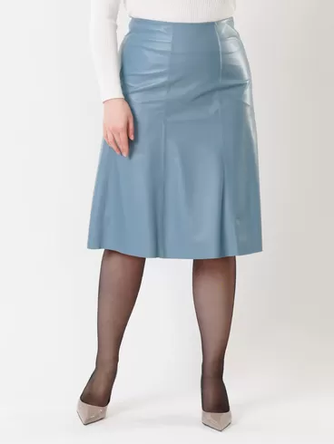 Кожаная юбка 04, из натуральной кожи, голубая, р. 44, арт. 85410-5