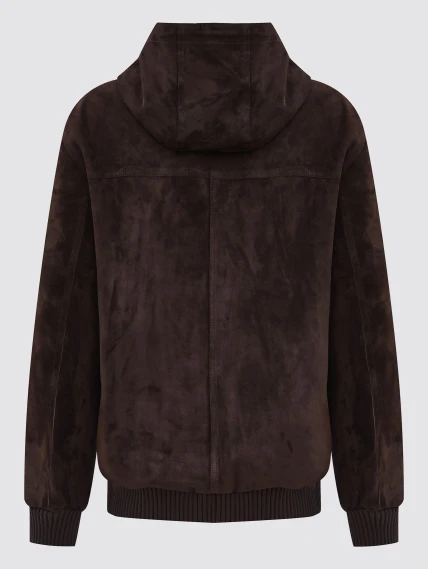 Коричневый замшевый мужской бомбер премиум класса 567з, размер 54, артикул 29890-1