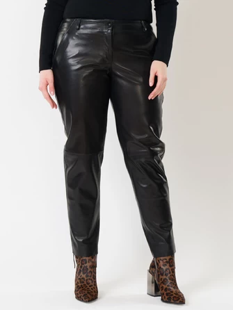 Кожаные зауженные женские брюки из натуральной кожи 03-0