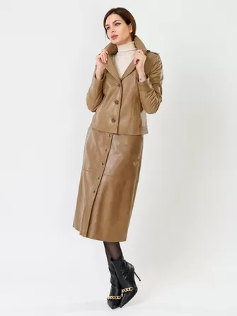 Кожаный комплект: Куртка женская 304 + Юбка-миди 08-0