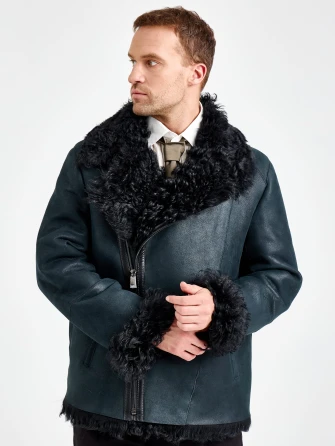 Короткая мужская дубленка-косуха премиум класса 446-1