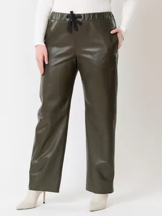 Кожаные широкие брюки женские 06-1