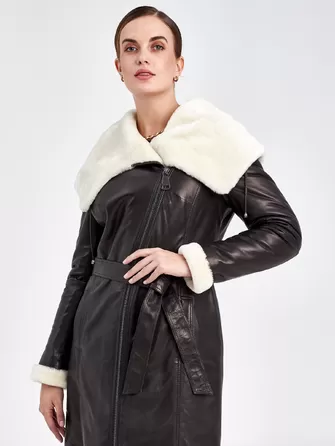 Кожаное пальто зимнее женское 390мех-0
