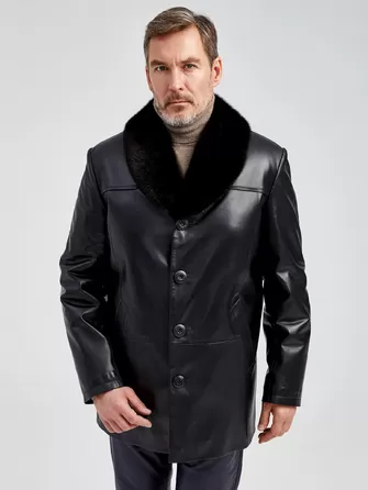Кожаная куртка зимняя премиум класса мужская 534мех-1