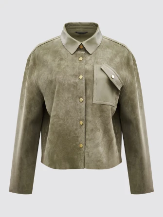 Короткая женская замшевая куртка премиум класса 3111з-0