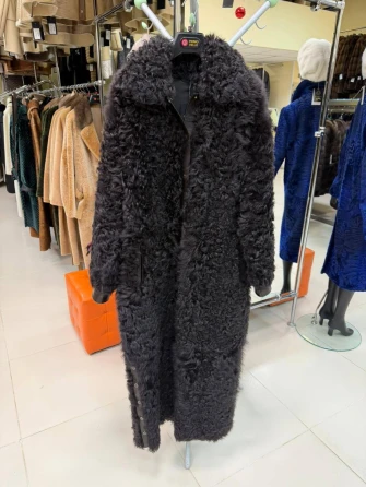 Длинная женская дубленка из тиградо 2082-0