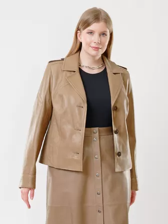 Короткая женская кожаная куртка пижак 304-1