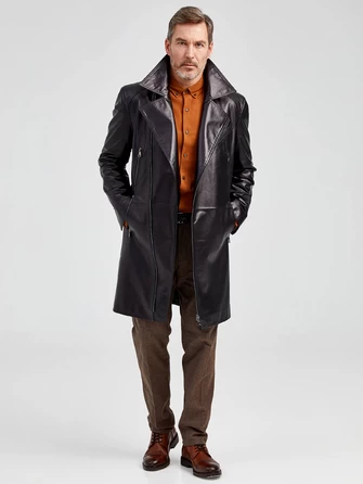 Мужское кожаное пальто из натуральной кожи премиум класса 554-1