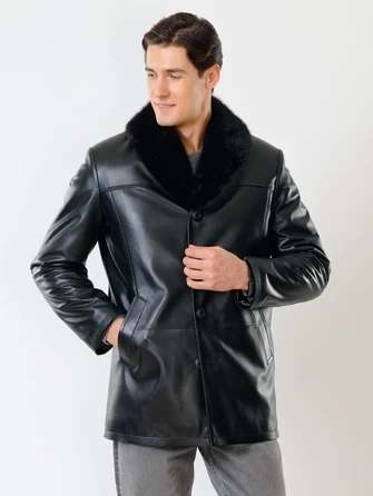 Кожаная куртка зимняя премиум класса мужская 534мех-1