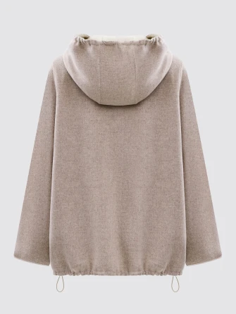 Полупальто кашемировое женское с капюшоном бежевое 1132-70-1