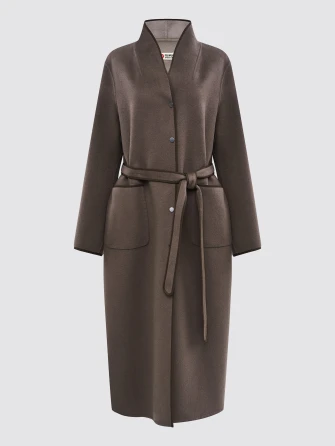 Пальто кашемировое женское темно-коричневое премиум класса 1130-125-0