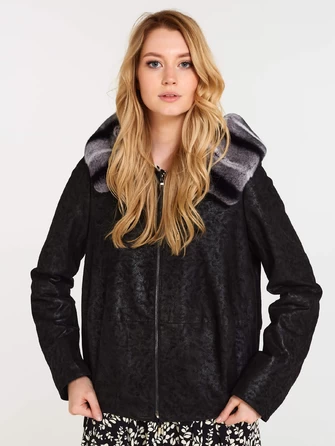 Короткая замшевая утепленная женская куртка с мехом "рекса" 308ш-0