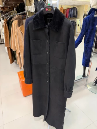 Длинная замшевая женская дубленка 2086-0