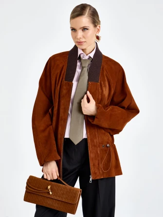 Женская замшевая куртка оверсайз премиум класса 3115з-1