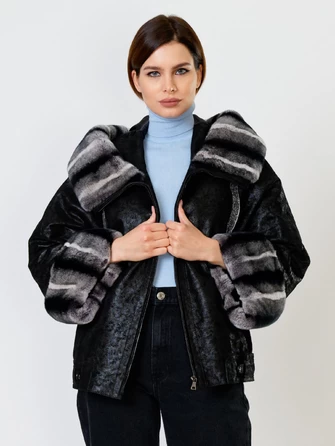 Замшевая утепленная женская куртка с мехом "рекса" 397ш-0
