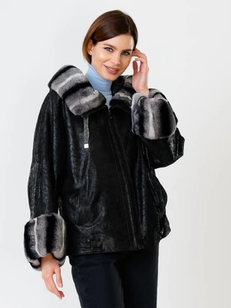 Замшевая утепленная женская куртка с мехом "рекса" 397ш-1