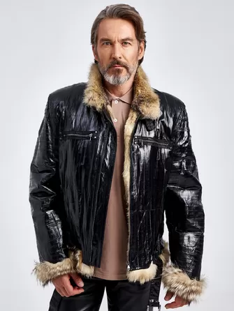 Кожаная куртка из кожи морского угря зимняя мужская ZE/F-7980-1