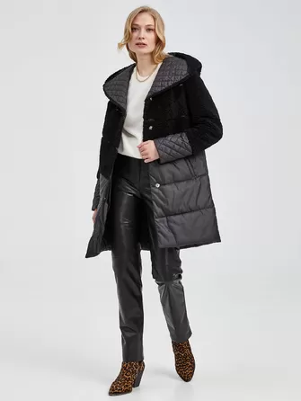 Демисезонный комплект женский: Пальто комбинированное 807 + Брюки 02-0