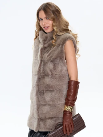 Бежевый норковый жилет 01-1