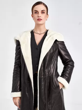 Кожаное пальто зимнее женское 394мех-1