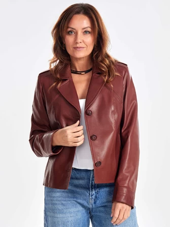 Короткий кожаный женский пиджак 304н-1