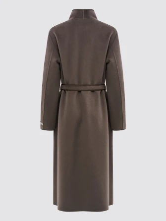 Пальто кашемировое женское темно-коричневое премиум класса 1130-125-1