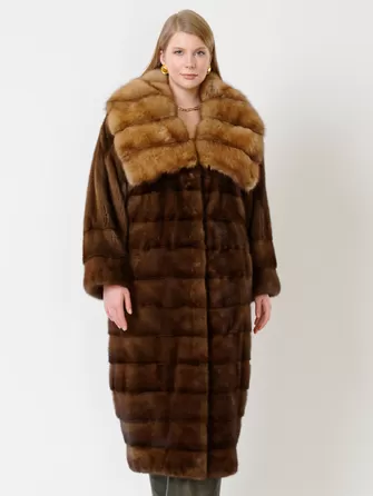 Пальто из меха норки с соболем женское 1150в-0