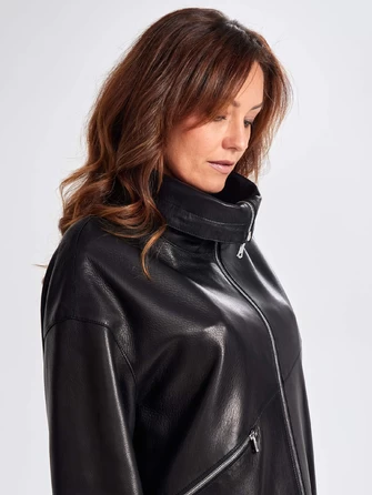 Женское кожаное пальто оверсайз на молнии премиум класса 3062-1