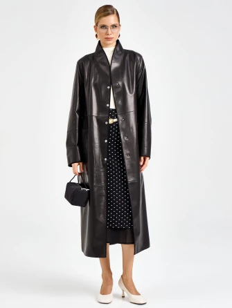Длинный женский кожаный плащ премиум класса 3099-0