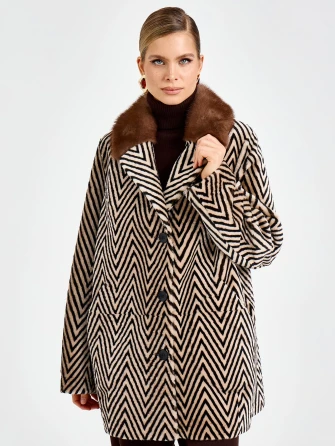 Женская дубленка с норковым воротником 2087-0