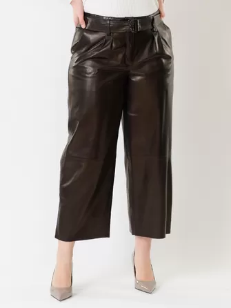 Кожаные укороченные брюки женские 05-0