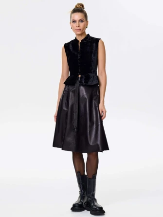 Черная кожаная юбка 01рс-0