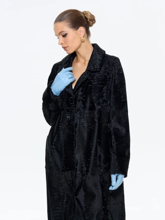 Женская длинная шуба из меха каракульчи Лола-1