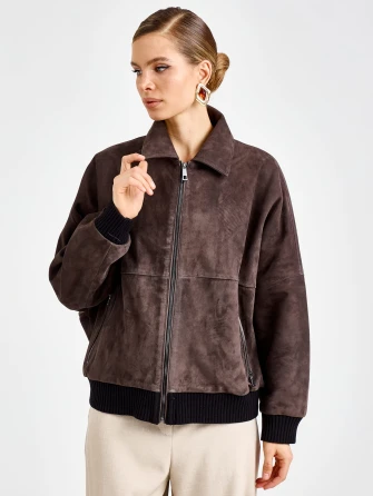 Женская замшевая куртка бомбер премиум класса 3106з-0
