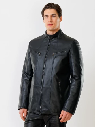 Мужская утепленная кожаная куртка пять молний премиум класса 537ш-1