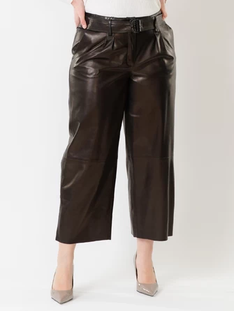 Кожаные укороченные женские брюки из натуральной кожи 05-0