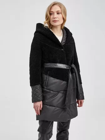 Демисезонный комплект женский: Пальто комбинированное 807 + Брюки 02-1