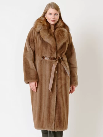 Пальто из меха норки с соболем женское 19009(ав)-1