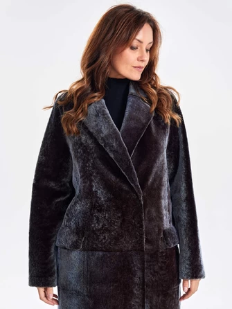 Длинное двустороннее женское пальто из астрагана с поясом премиум класса 2048-1