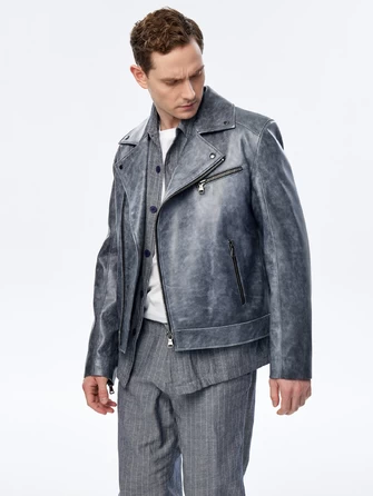 Мужская кожаная куртка косуха премиум класса 560-1